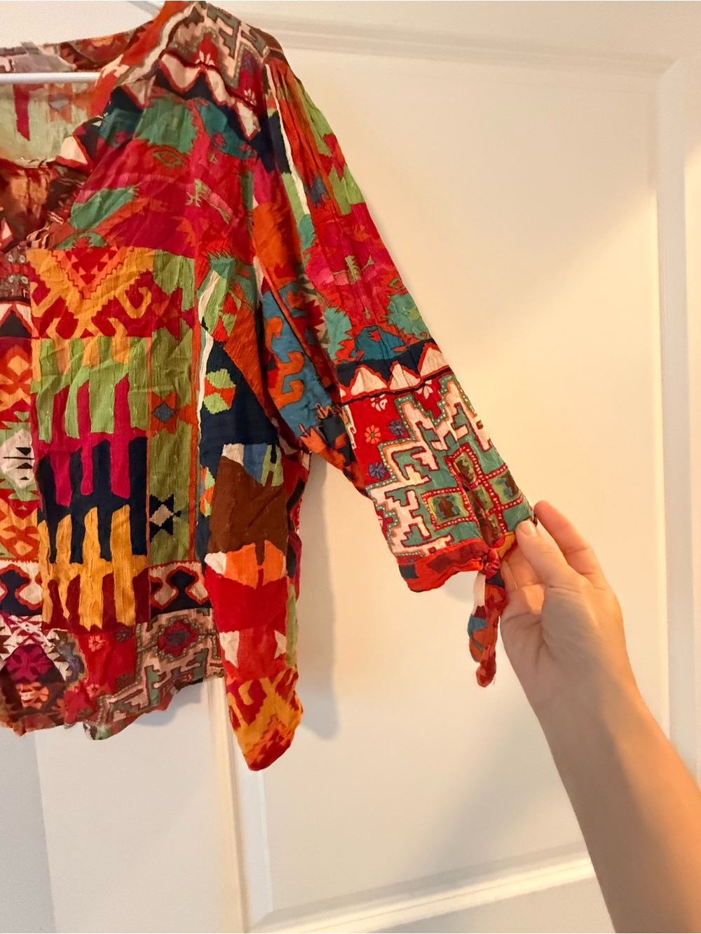 ✨ Christian Siriano Geometric Patchwork Ikat V-Neck Boho Blouse Plus Size 3X ❤️ - Picture 5 of 9